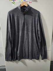 Hill City Shirt Mens L Gray 1/4 Zip Pullover Wool Blend Outdoor Active Stretch