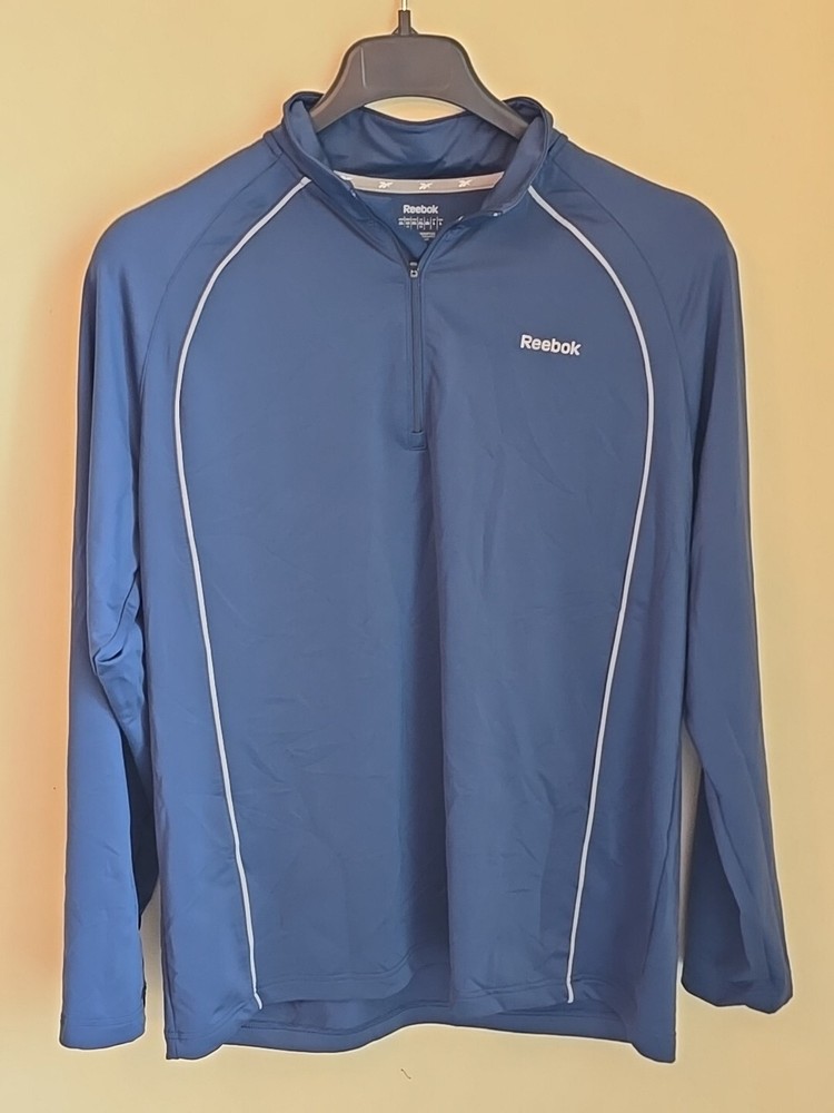 Reebok Quarter Zip Up Long Sleeve Pullover Mens Size L Lightweight Activewear