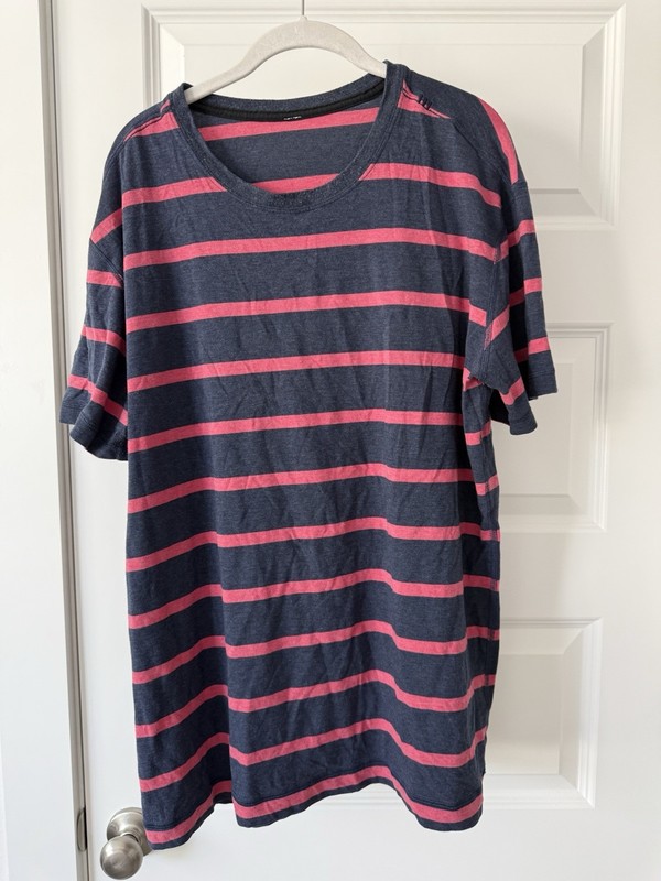 Lululemon Basic Tee Shirt Navy Blue & Red Striped Men's Sz XL No Tag gallery