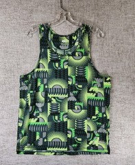 REI Co-Op Active Tank Mens M Green Print Vented Running Ultra Light Cooling