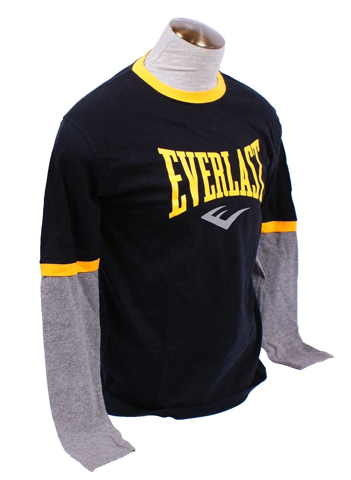 Everlast Men's M Black Gray Layered Long Sleeve Tee T Shirt Crew Neck Cotton gallery