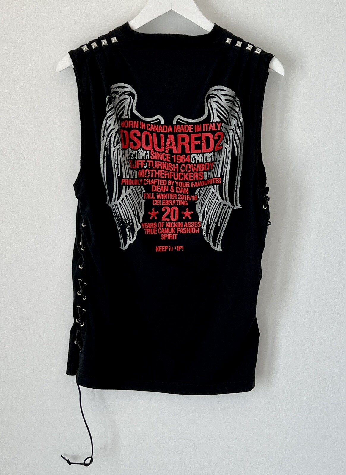 New With Tags Rare Runway Dsquared2 Black Studded Tank Top Sleeveless Shirt M gallery