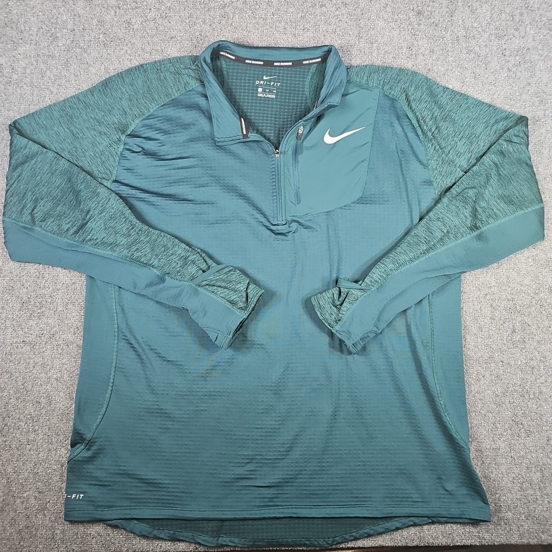 Nike Running 1/4 Zip Pullover Mens XXL Green Element Therma Sphere Thumb Holes gallery