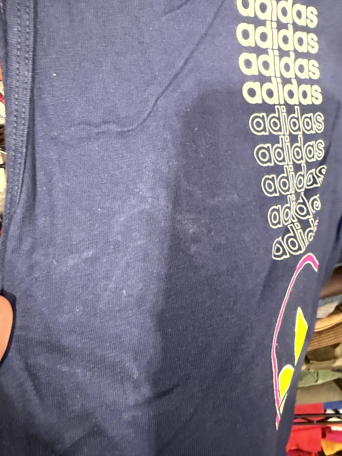 Vintage Adidas Tank Mens Small Blue Trefoil Logo Graphic Made USA 80s 90s gallery