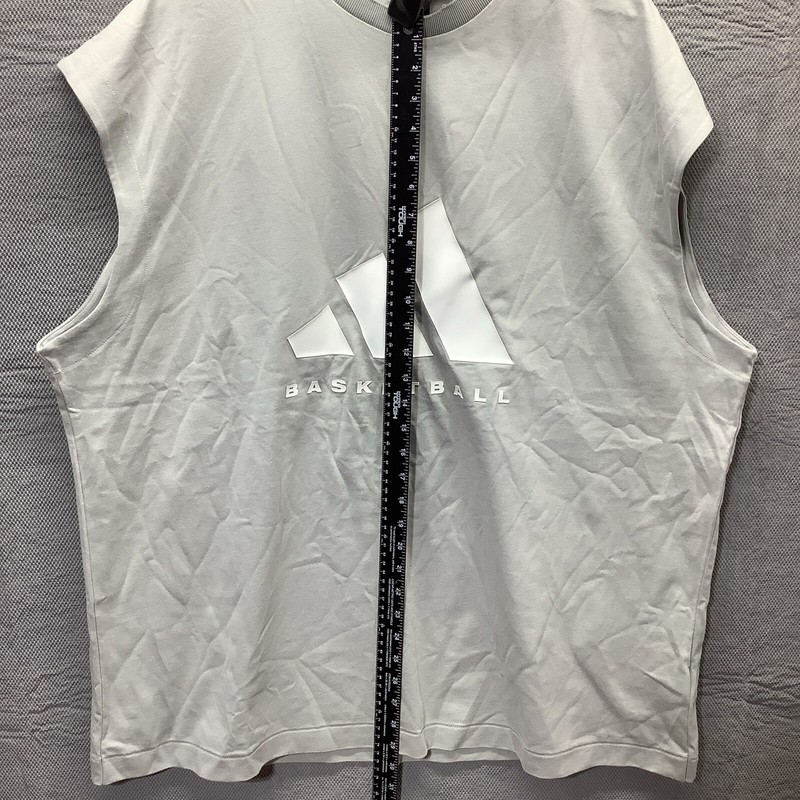 Adidas Basketball Shirt Mens Med. Oversized Sleeveless Heavyweight Big Logo Gray gallery