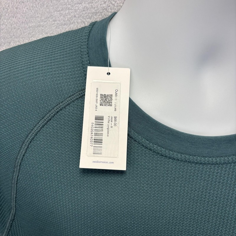 NWT Outdoor Voices Waffle Knit Shirt Mens Medium Green Long Sleeve Thermal Crew gallery