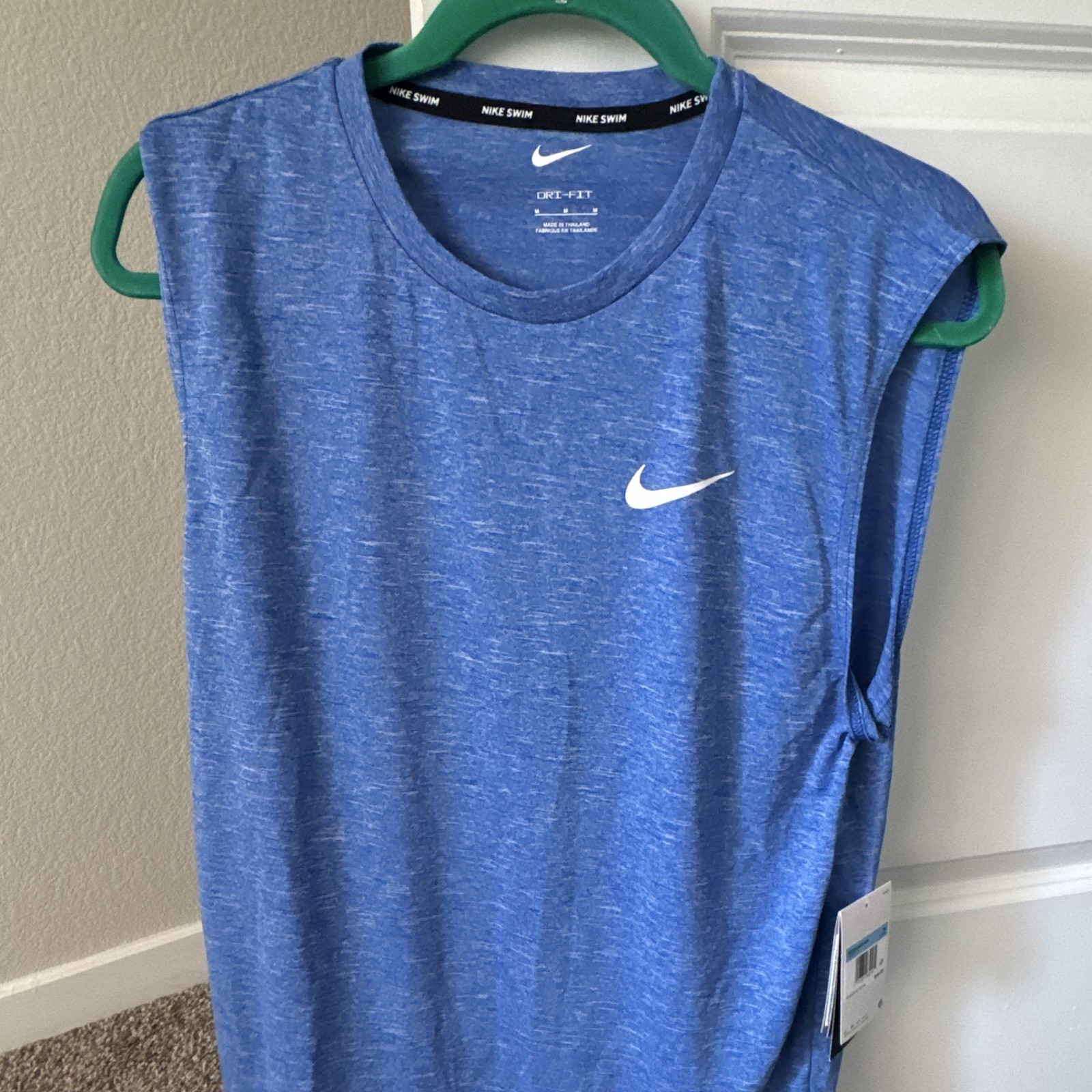 Nike Dri-FIT Men's Swim Tank Top Blue S Sleeveless Crew Neck Logo gallery
