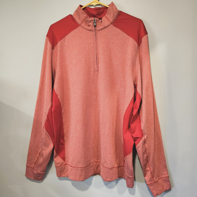 Cutter & Buck Men L Rust DryTec 1/4 Zip Pullover Long Sleeve Athletic Shirt gallery