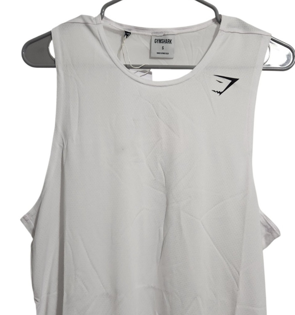 Gymshark Mens S Slim Fit Arrival Tank Sleeveless Shirt White Gym Workout gallery