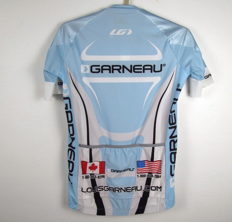 Garneau Men's Size Medium Light Blue Full Zip Short Sleeve Cycling Jersey gallery