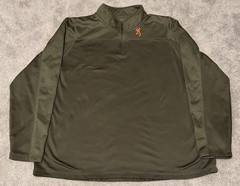 Browning Fleece Pullover Mens 3XL Green 1/4 Zip Mock Neck Hunting Sweatshirt