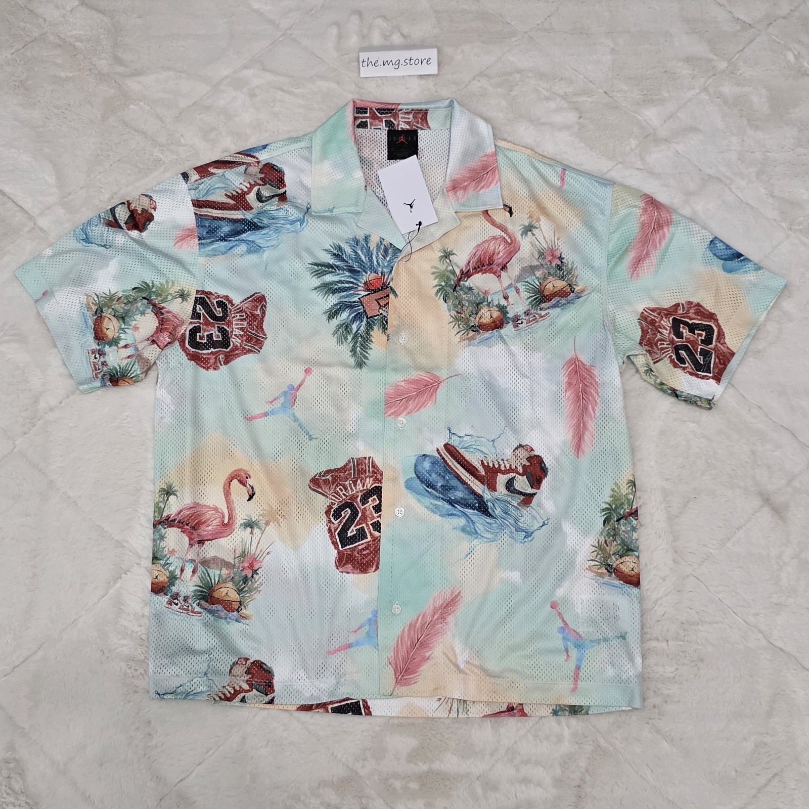Nike Air Jordan Essentials Printed Mesh Camp Shirt Men’s Sz Medium IB3007-133 gallery