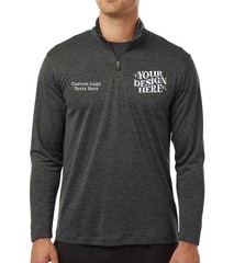 4HM700 Men Design Your Own Custom Logo Texts Stitching Melange Quarter Zipup