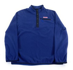 Vineyard Vines Men’s Harbor Fleece 1/4 Snap Mock Neck Navy Blue Pullover Large
