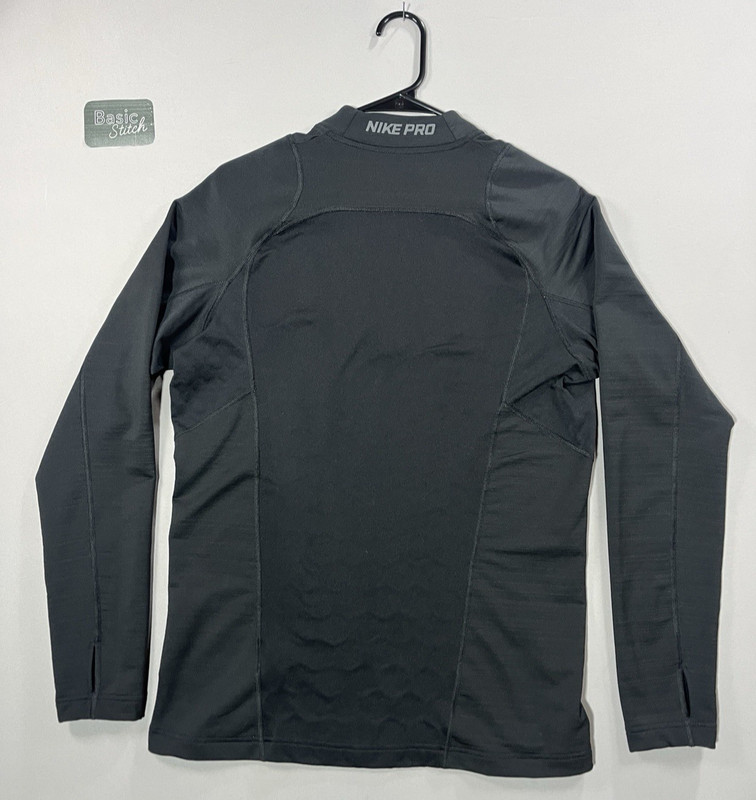 Nike Pro 1/4 Zip Pullover Shirt Mens Medium Black Fitted Hyperwarm Mid Layer gallery