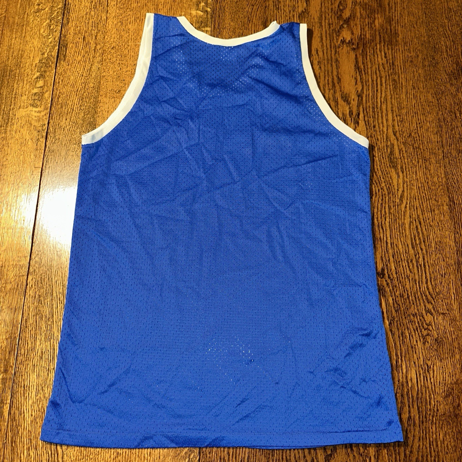 Vtg 70s Basketball Jersey Outdoorsman Large Blue White Made USA gallery
