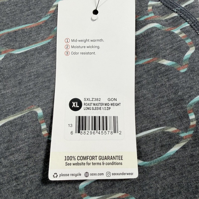 NWT Saxx Mens XL Roast Master 1/2 Zip Base Layer Midweight Slim Fit Long Sleeve gallery