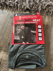 NEW Free Country Men’s Microtech HEAT Force Grid Fleece Base Layer Top Size XL