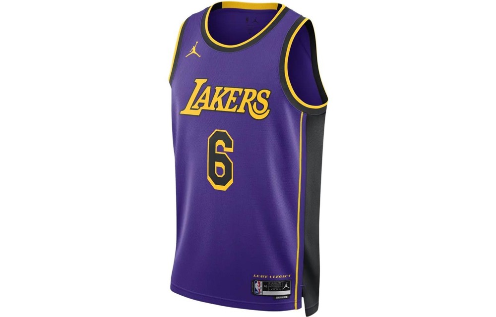 Jordan Lakers 22-23 Season LeBron James No. 6 Splicing Round Neck Pullover With