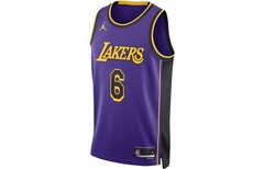 Jordan Lakers 22-23 Season LeBron James No. 6 Splicing Round Neck Pullover With