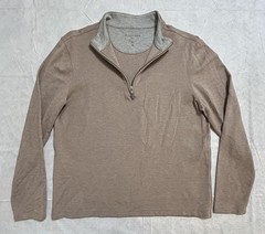 Mizzen+Main Pullover Mens M Beige Quarter Zip Mock Neck Long Sleeve Stretch