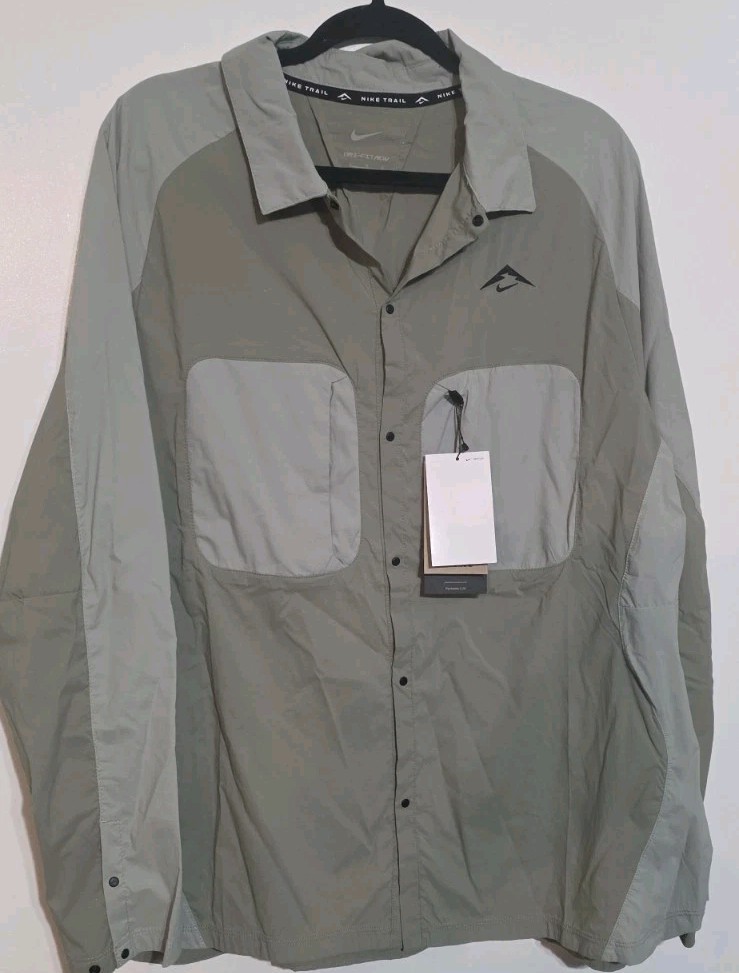 Nike DriFit Trail Shirt Jacket Light Army Jade Horizon HJ5079-320 Men SZ L NWT
