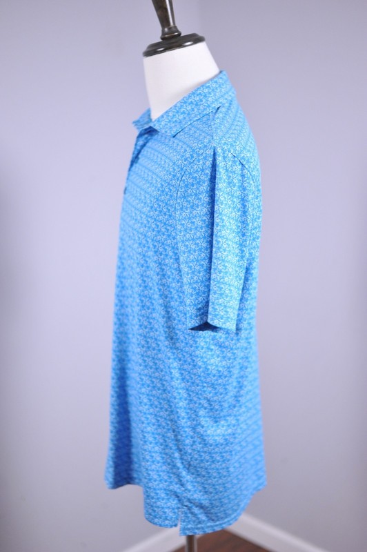 1764 Performance Golf Polo Shirt Blue Bicycle Print Men's Medium M gallery