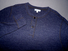 Wallace & Barnes Long Sleeved Dark Blue Waffle Henley Thermal Shirt Men’s Medium