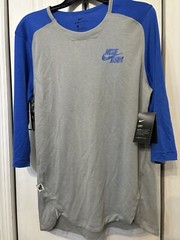 Blue Nike Baseball 3/4 Sleeve Shirt NWT New S Dri Fit BSBL