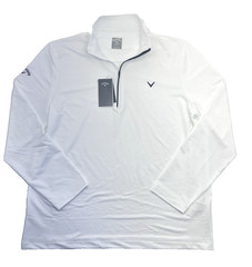 CALLAWAY Men’s Large Bright White Solid Sun Protection 1/4 Zip Golf Pullover