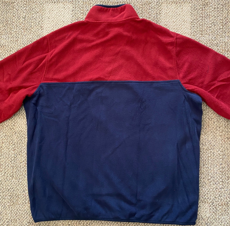 Lands' End Fleece Pullover Top Shirt Soft Stretch Burgundy Navy Men's Small gallery