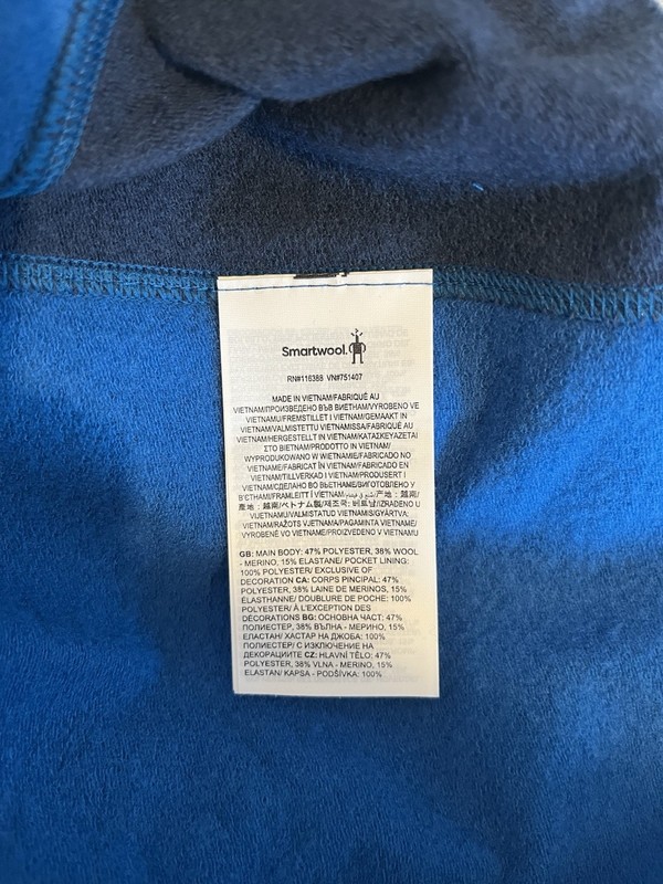 Smartwool Active 1/4 Zip Mock Neck Pullover Pockets Blue/Black Men's XL gallery