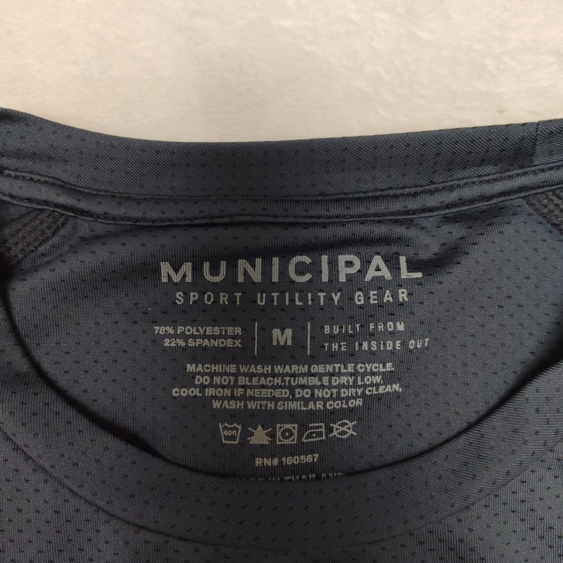 Municipal Shirt Mens M Gray Long Sleeve Running Raglan Athletic Performance Gym gallery