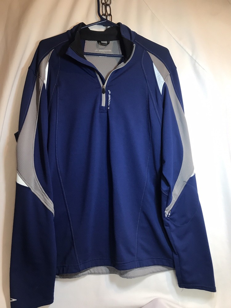 Brooks Mens large Blue Running Shirt Equilibrium technology long sl Pull Over