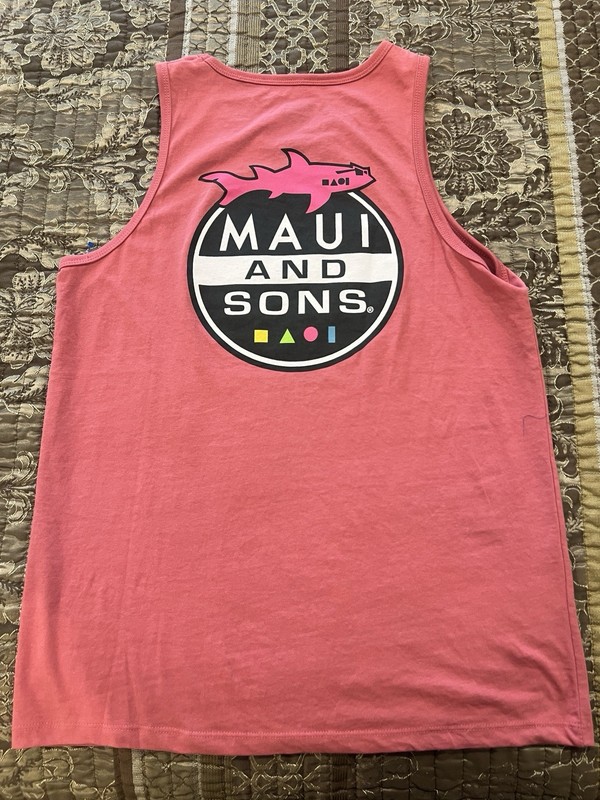 Maui and Sons Dusty PinK Tank Top Size S Men Size M Women NWOT gallery