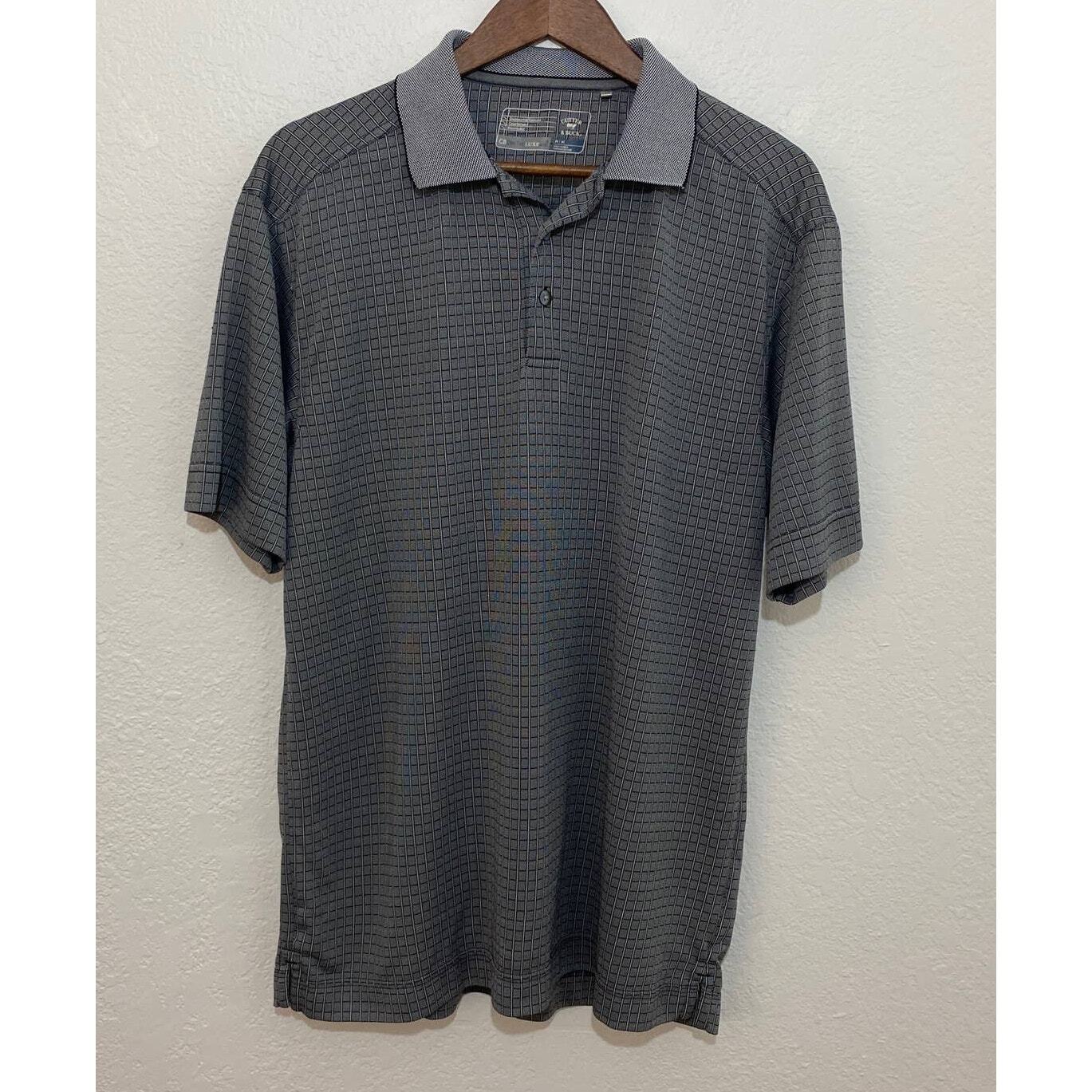 Cutter & Buck Size Medium Gray Striped Polo Shirt Sheer Logo Casual gallery