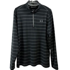 Under Armour Loose 1/4 Zip Pullover Men;s Large Silver Black Gray