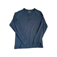 01. ALGO Mens L/S Performance Henley Shirt Quick Dry UV SPF 40Dark Blue Size L