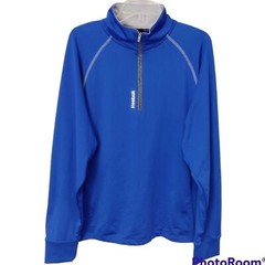 Reebok Top Jacket Blue Athletic Jersey Knit 1/3 Zip Sz M Outdoor Activewear