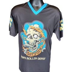Vintage Skull Graphic T Shirt Mens M MN Roller Derby Terror Jersey Zombie Horror