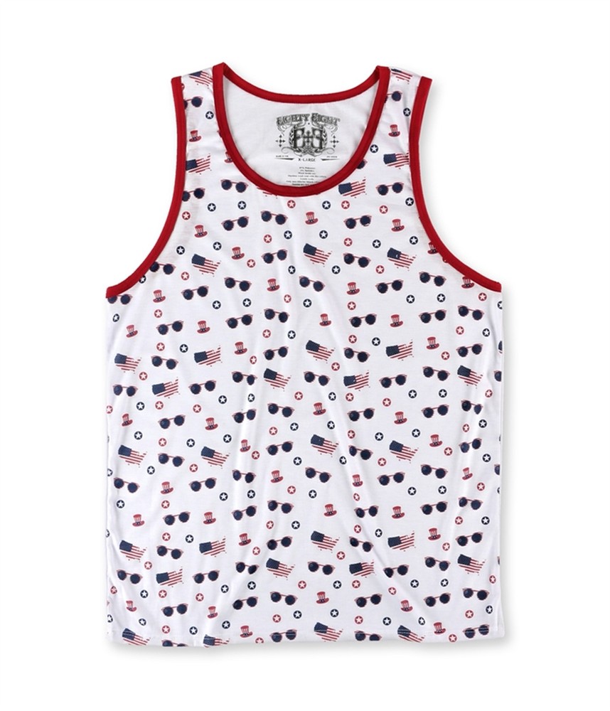 Eighty Eight Mens American Flag Tank Top, white, M