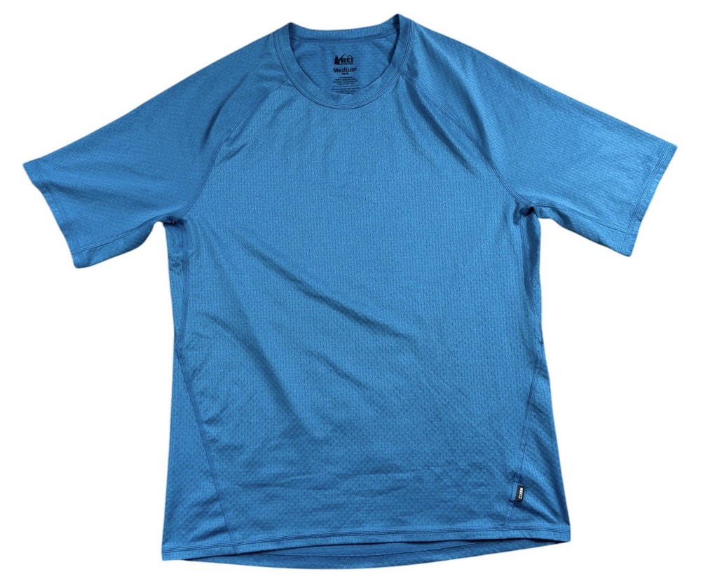 REI Co-op Men’s Medium Blue Short Sleeve Activewear Performance Hiking T-Shirt