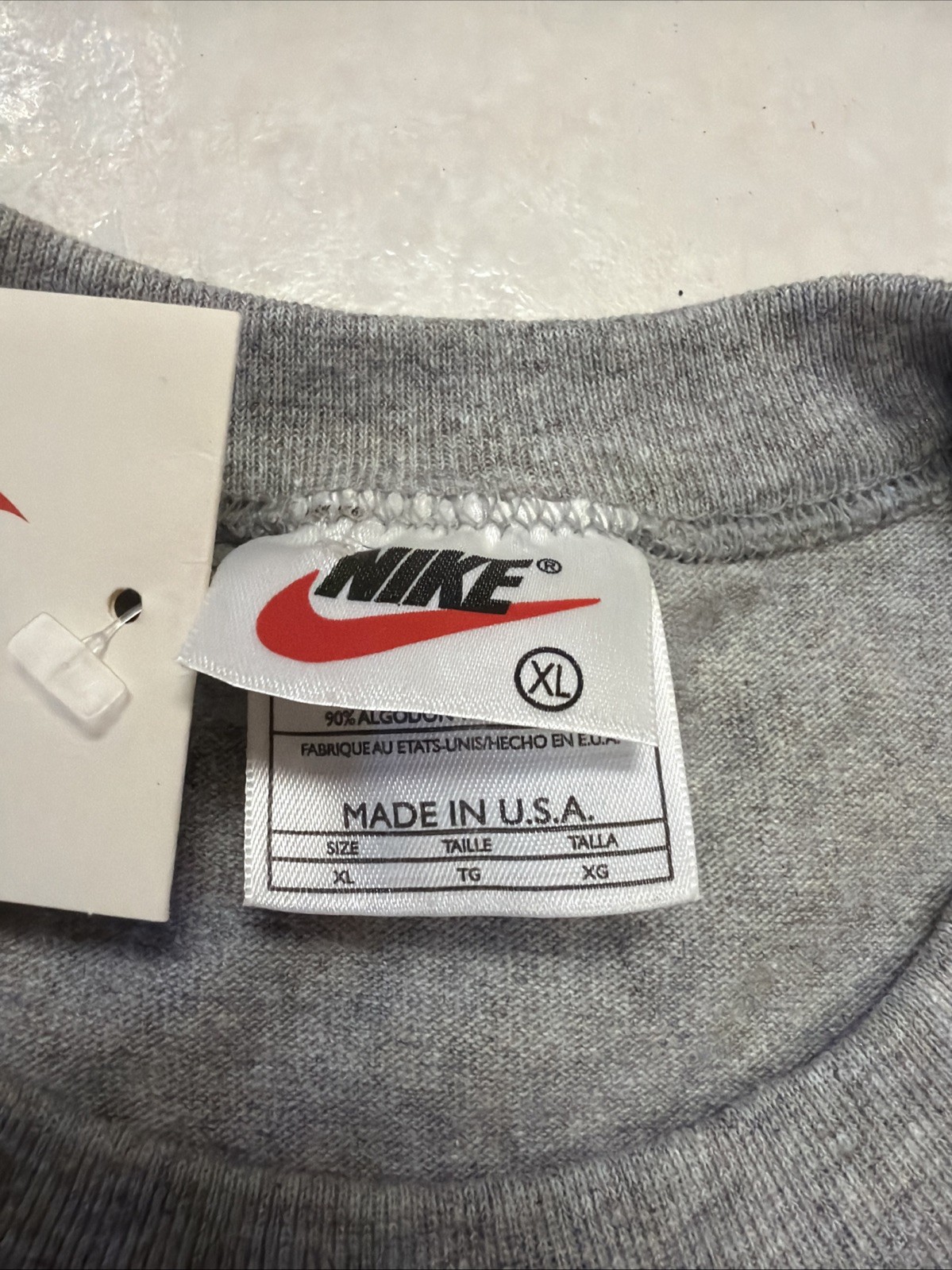 Vintage Nike 90s Deadstock Made in USA Boxy Muscle Tank Large GRAY Swoosh Gym XL gallery