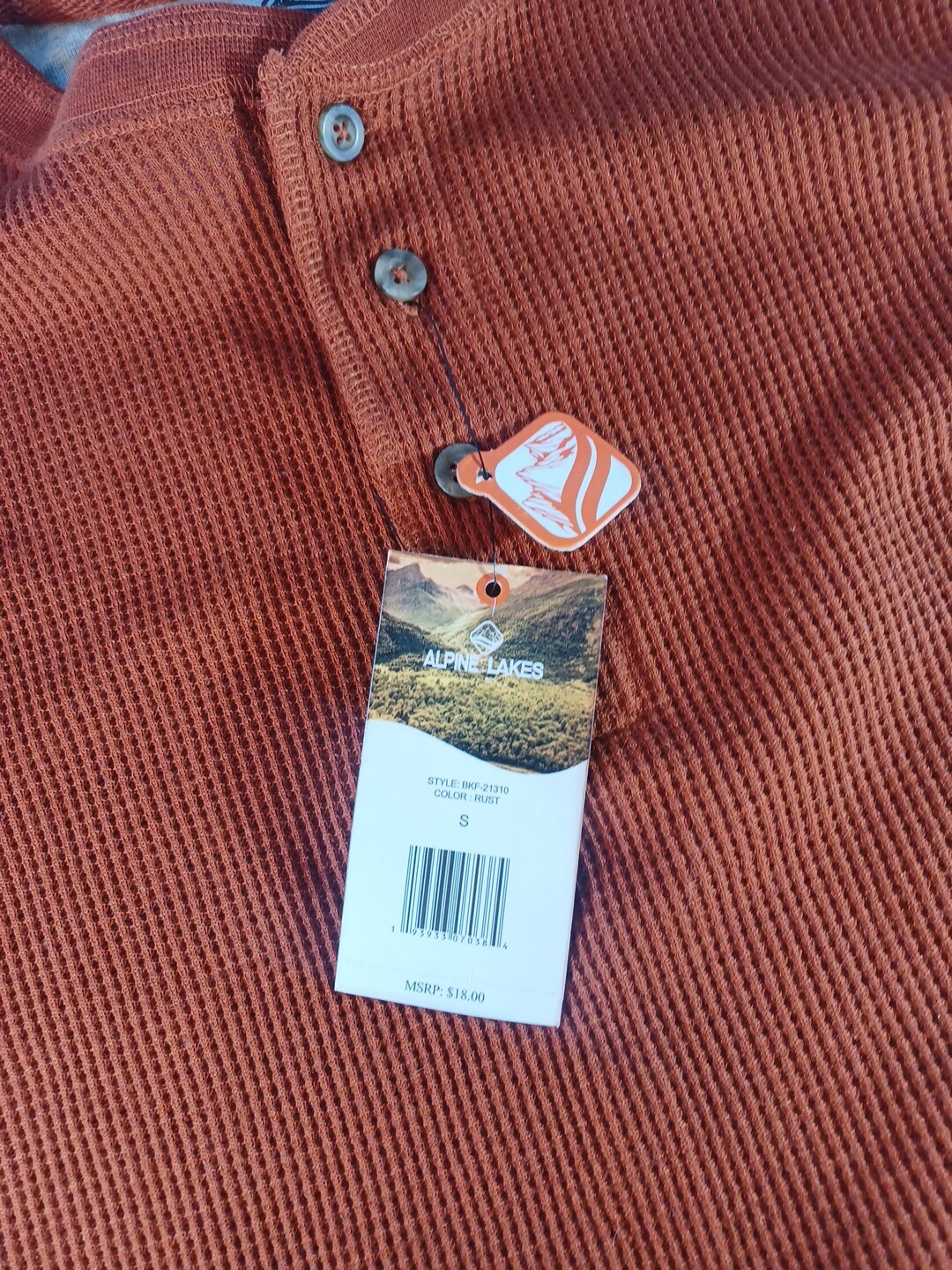 Alpine Lakes Mens Size Small Long Sleeve Rust Color NWT gallery