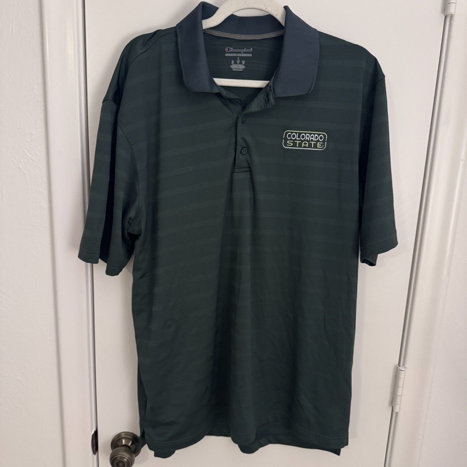 Mens Champion Colorado State Green Golf Polo Size L EUC gallery