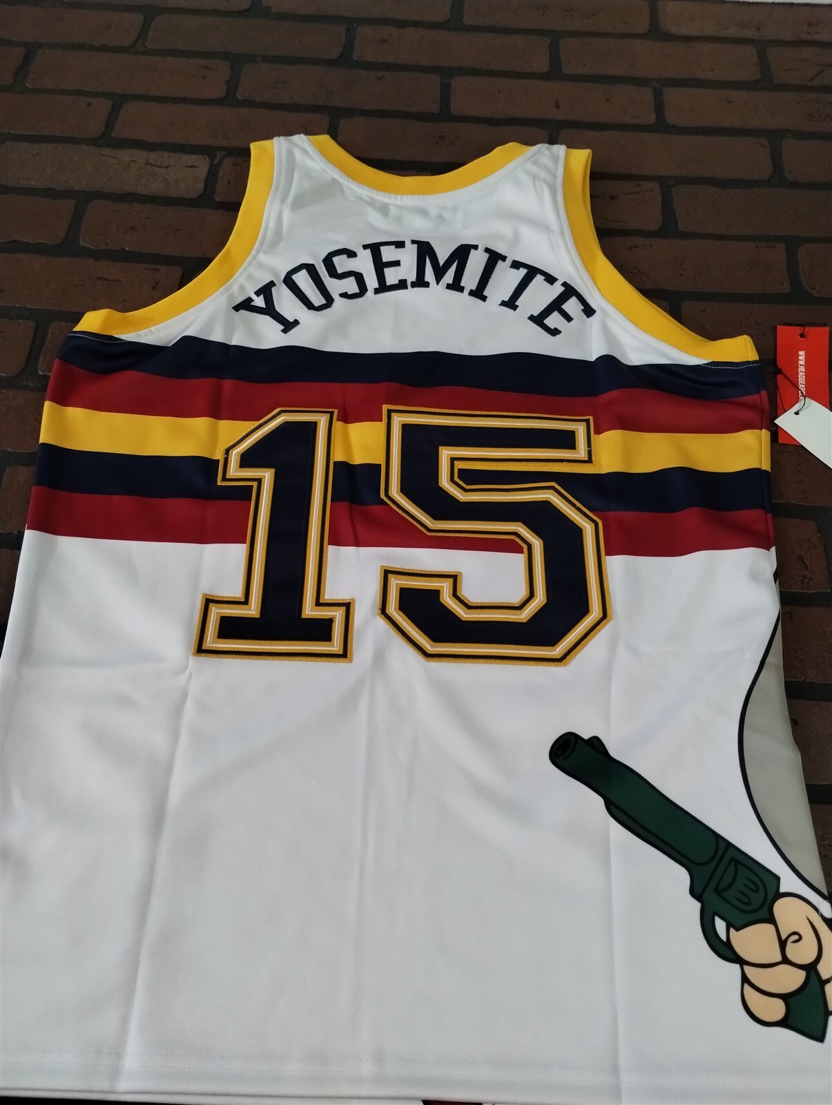 YOSEMITE SAM / DENVER White Headgear Classics Basketball Jersey ~Never Worn~ M gallery