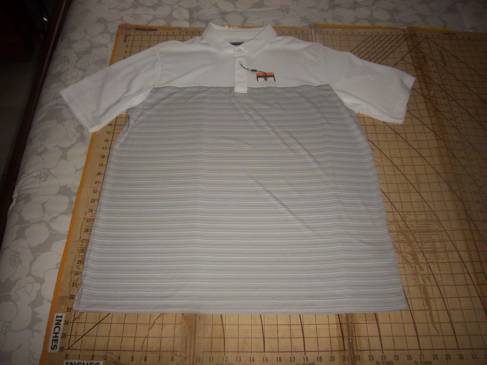 MENS 2XLARGE WHITE/GRAY PEBBLE BEACH POLO SHIRT - NWT gallery