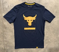 Under Armour Shirt Mens Small Navy Blue Project Rock Bull Loose Workout Gym