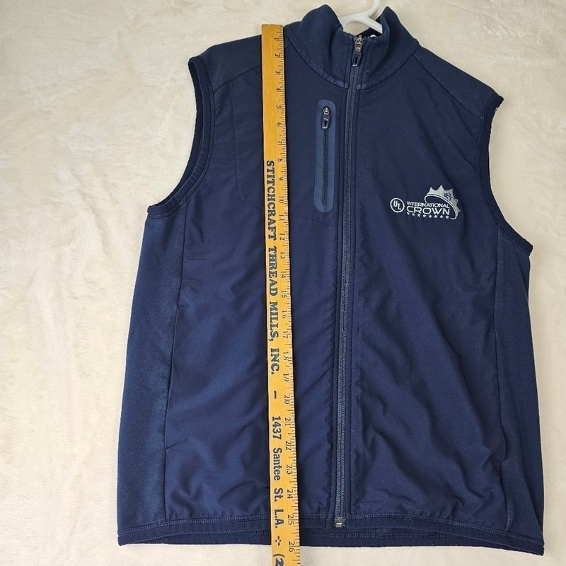 RLX Ralph lauren outerwear vest mens medium full zip blue golf warm stretchy gallery
