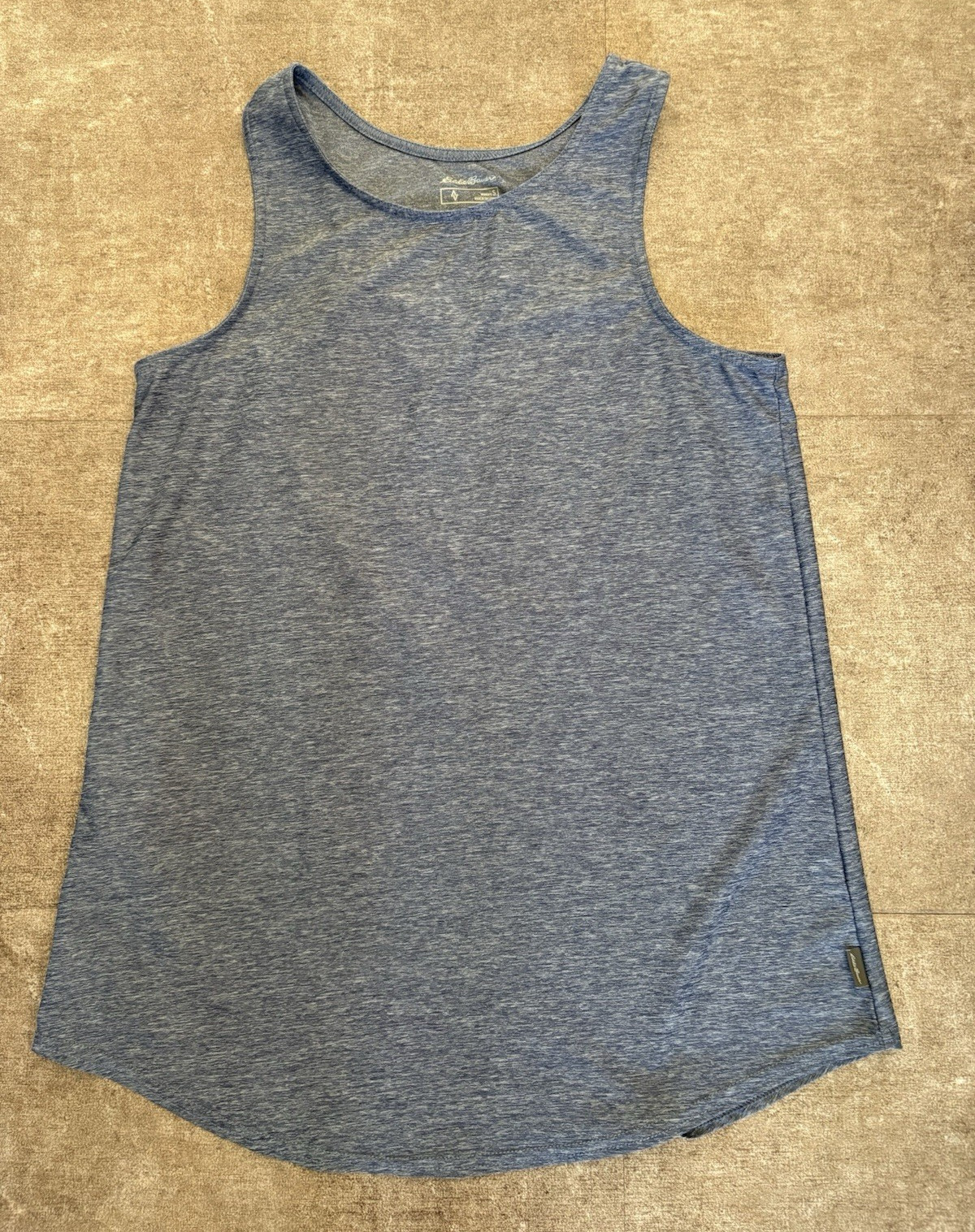 Eddie Bauer Blue Heathered Stretch Tank Top Logo Crew Neck Polyester Small gallery